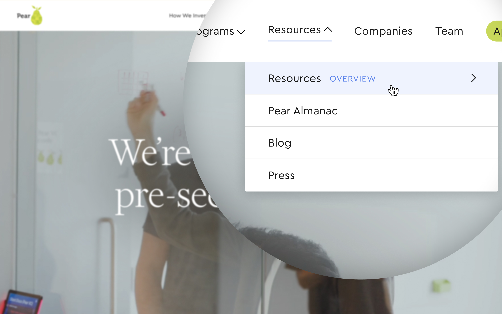 Pear Main Navigation